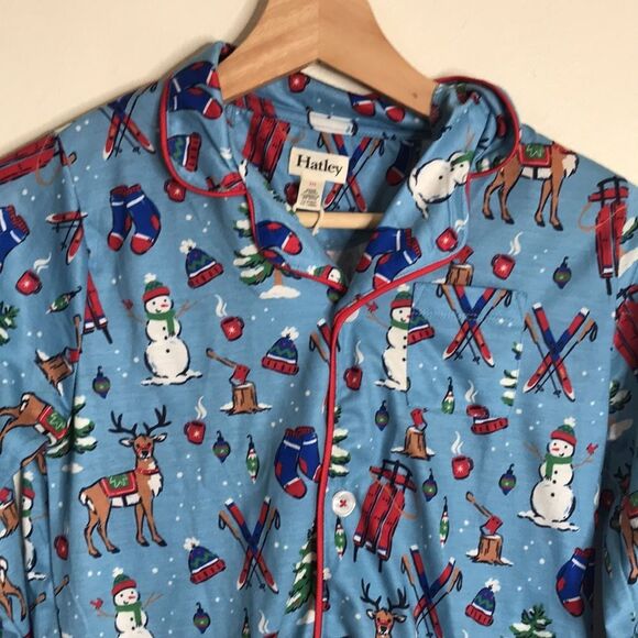 Hatley kids cozy Christmas reindeer and Christmas tree pajamas set size 10 - Picture 3 of 11